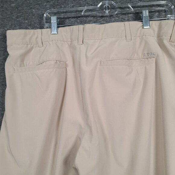 Izod Golf Men's 40x30 Beige Flat Front Stretch Performance Golf Pants - Picture 12 of 16
